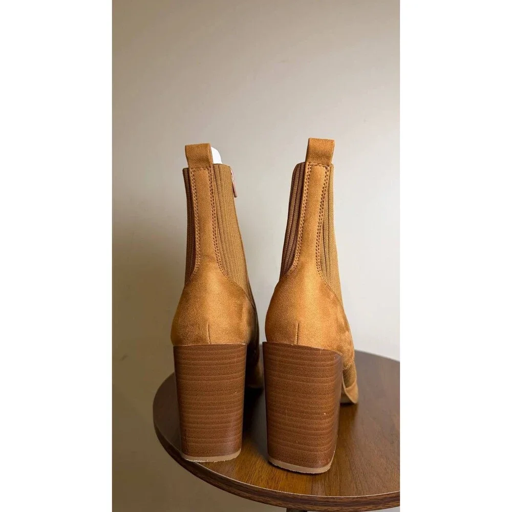 Wild Pair Trinityy Knit Pointed Toe Dress Booties Brown 8.5M Pull‑On NWB $79.90 - Picture 3 of 8